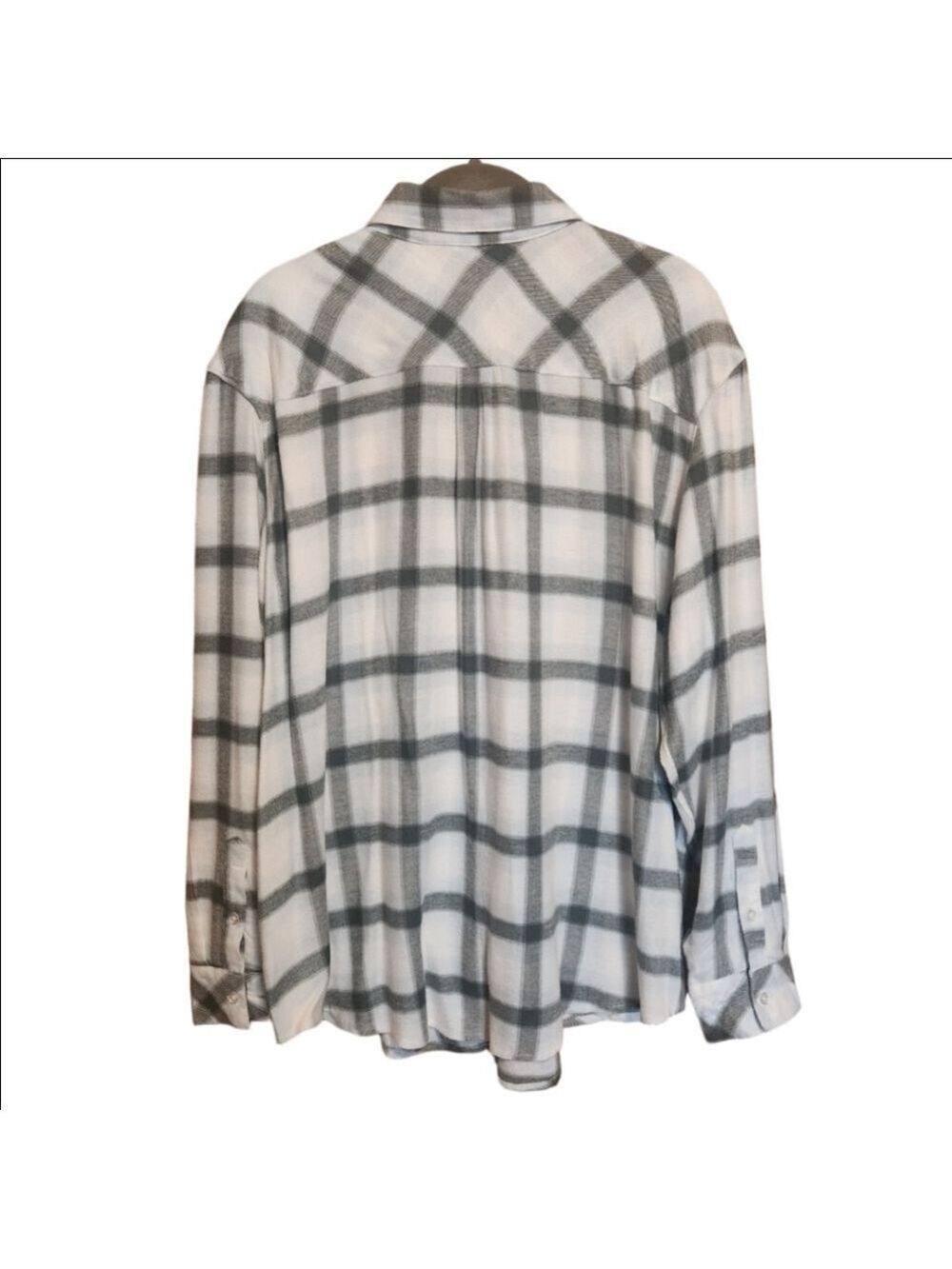 MARKET & SPRUCE "FEELING FALLY" ULTRA SOFT SAGE BLUE PLAID FLANNEL SHIRT LARGE - Picture 3 of 7